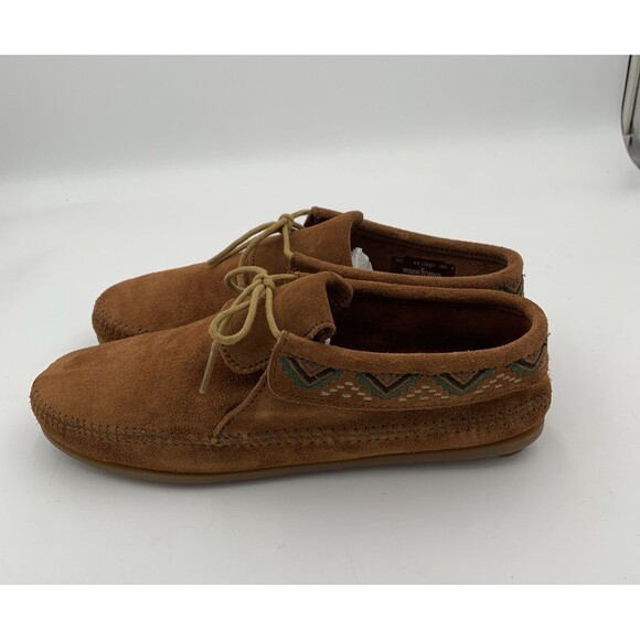 Minnetonka Mosaic Ankle Brown Suede Women’s Moccasin Size 9.5 New In Box . - Picture 2 of 9